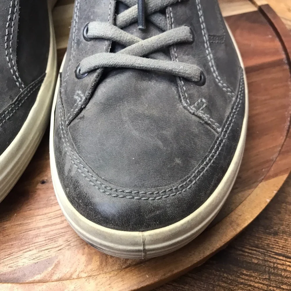 Ecco Soft 7 High Top Tie Sneakers Mens EU 44/US‎ 10-10.5 Gray Suede Casual Shoes
